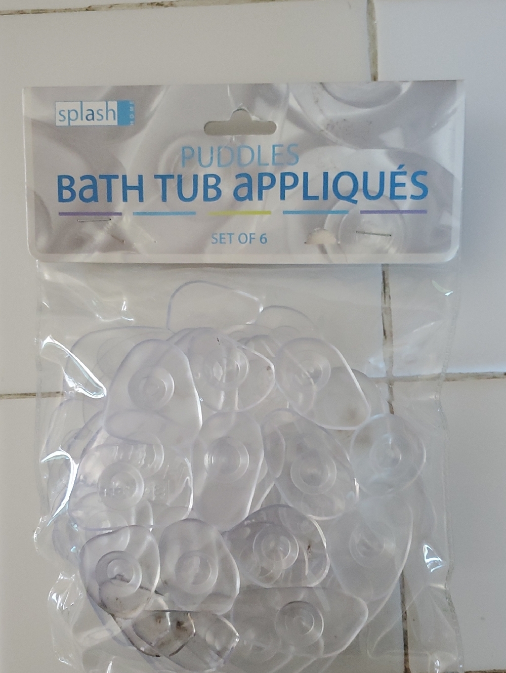 Splash Clear Puddles Bath Tub Appliqués - Transparent (Set of 6).